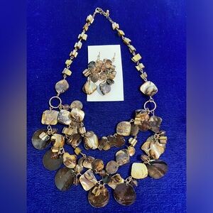Matching Brown Necklace and Dangle Earrings